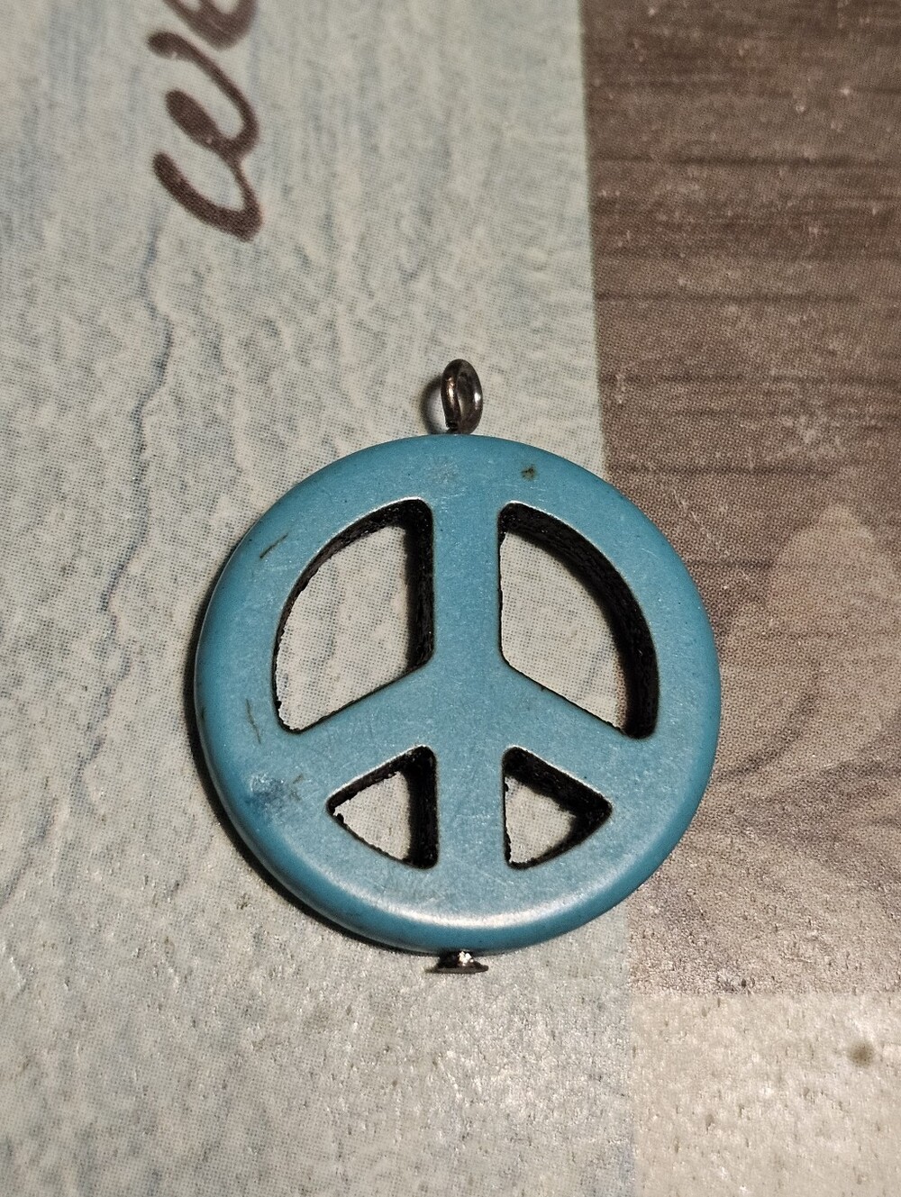 Silver Tone Blue Peace Pendant